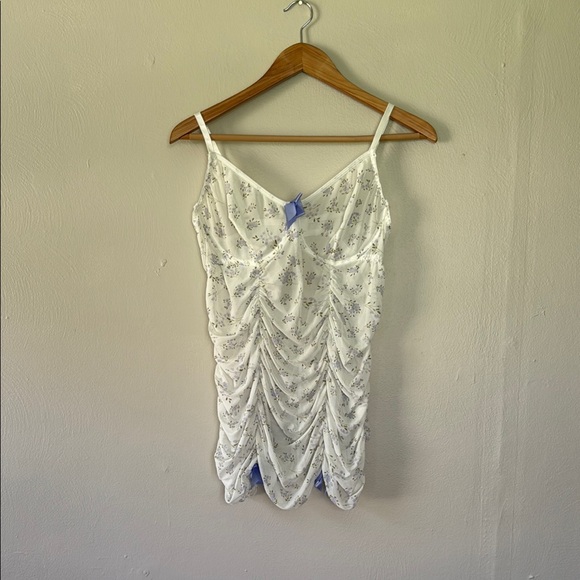 None Other - White Floral Coquette Women's teddy Sleepwear 2XL